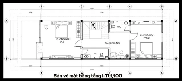 Thiết kế nhà ống 3 tầng mặt tiền 5m đẹp cho gia đình anh Hùng – Long Biên