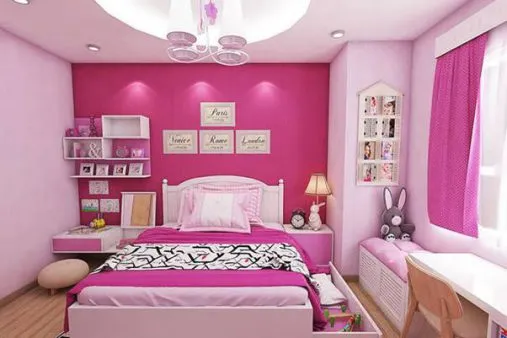 Thiết kế nội thất phòng ngủ 20m2 dành cho bé gái