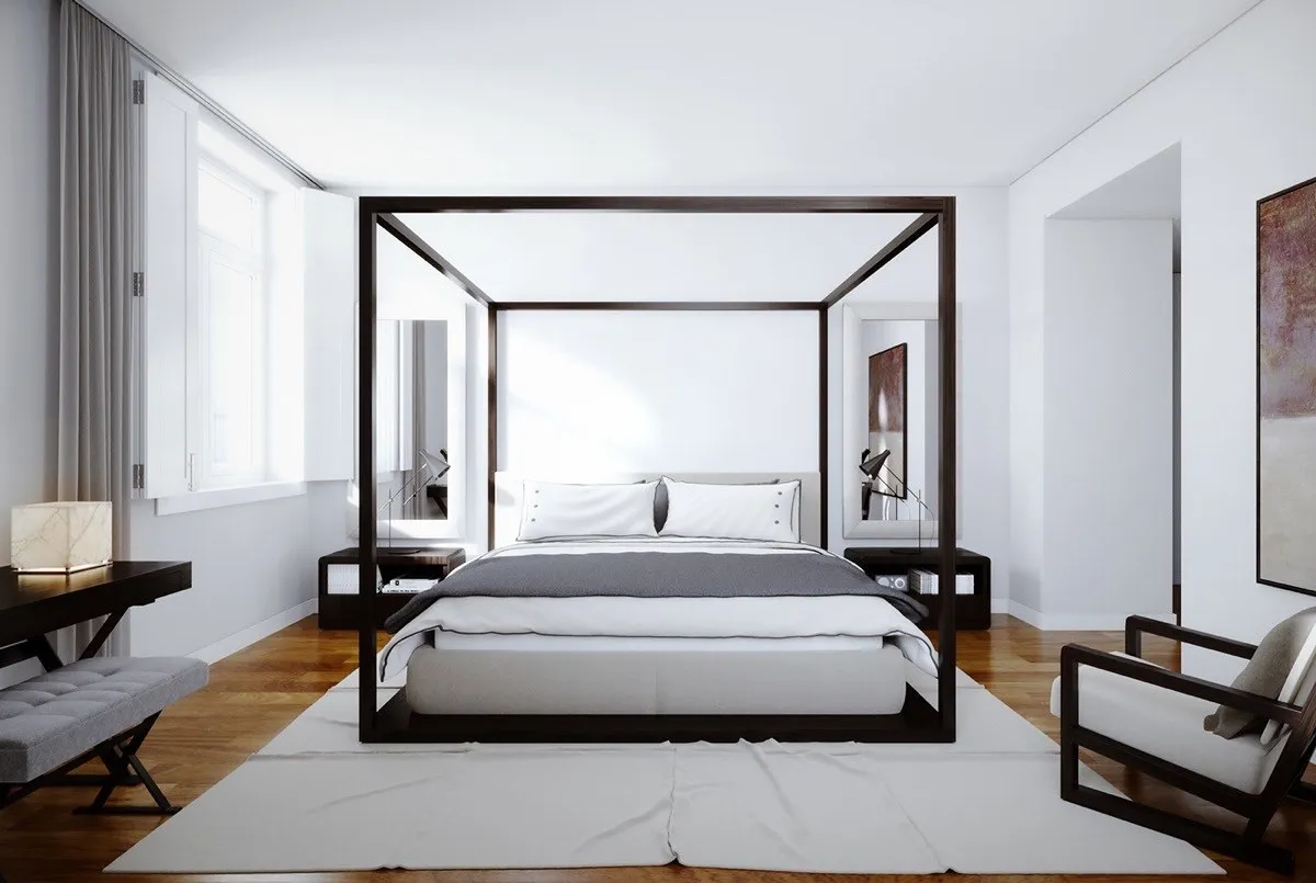 Thiết kế nội thất phòng ngủ 20m2 đẹp với tông trắng hiện đại và sang trọng