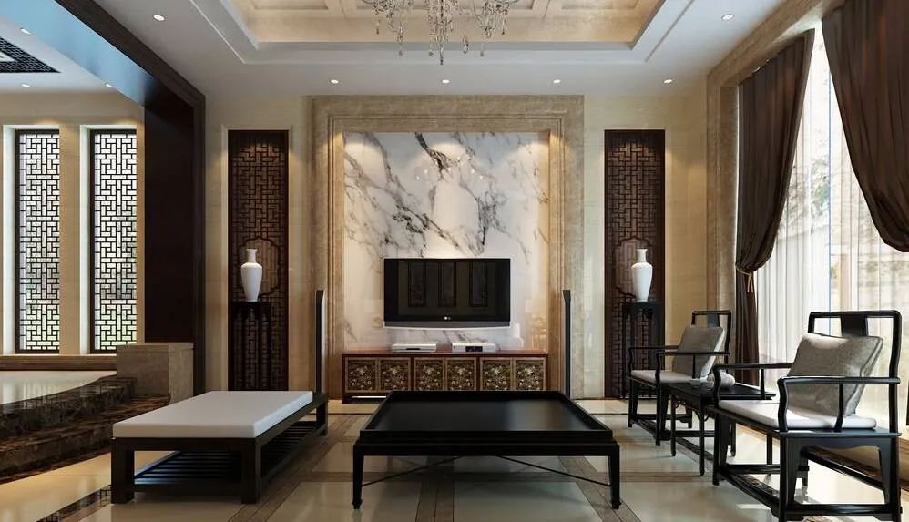 Thiết kế phòng khách sang trọng với phong cách Á Đông