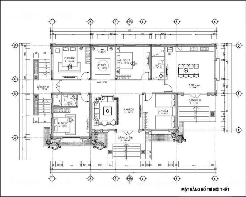 Tổng hợp 5 mẫu nhà biệt thự 1 tầng 4 phòng ngủ