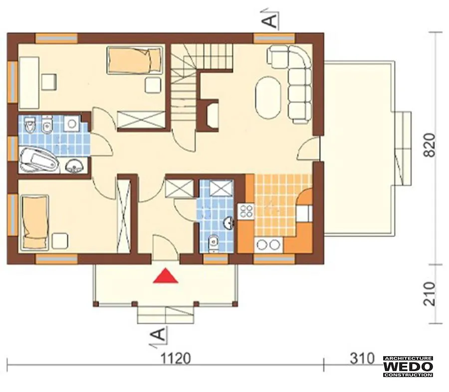 Top 3 mẫu nhà ống 1 tầng 2 phòng ngủ 100m2 chi phí xây dựng phải chăng