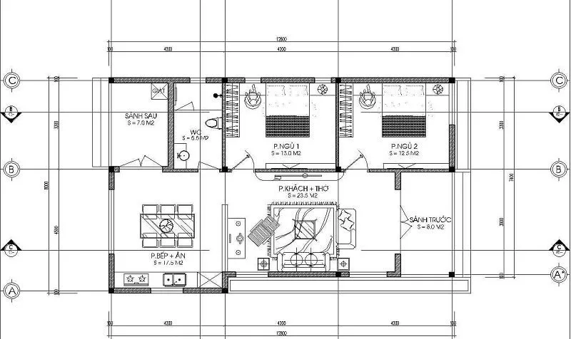 Top 7 mẫu nhà cấp 4 đơn giản 2 phòng ngủ đẹp nhất 2024