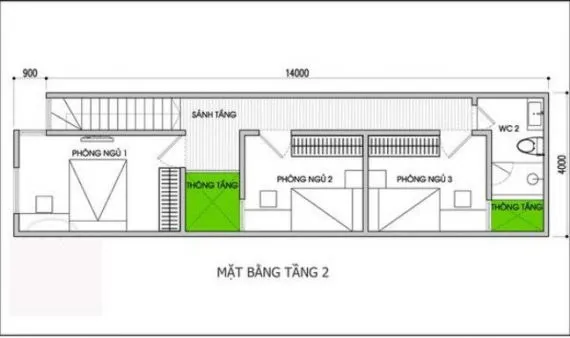 Top những mẫu bản vẽ nhà 2 tầng 5×16 khoa học nhất