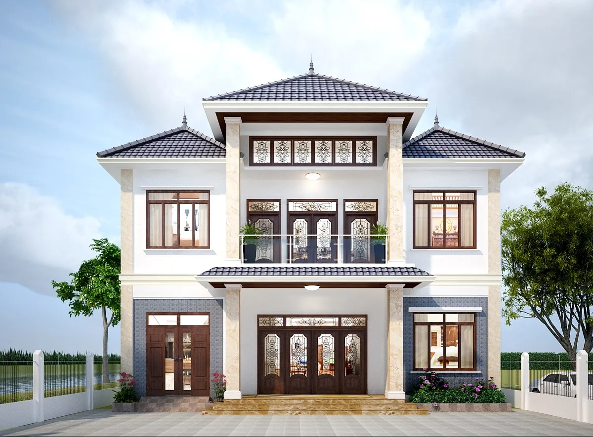 “Trộm ngắm” các mẫu nhà 2 tầng mái thái 130m2 đẹp thanh lịch