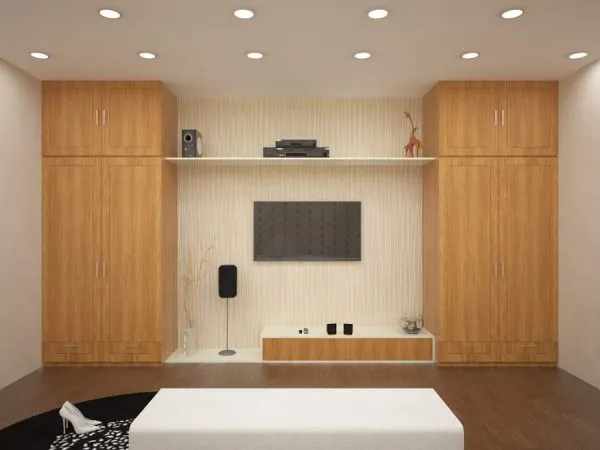 Tủ quần áo kết hợp kệ tivi đẹp hiện đại cho không gian phòng ngủ