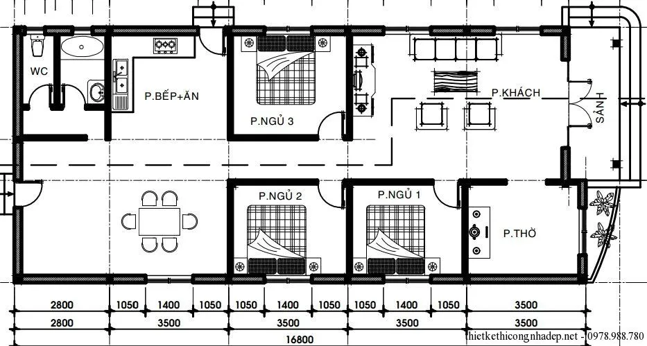 Tư vấn mẫu nhà vườn cấp 4 3 phòng ngủ ấn tượng tại Mỹ Hào – Hưng Yên