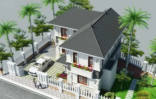 Tư vấn thiết kế nhà 2 tầng mái thái 100m2 tại Sóc Sơn – Hà Nội