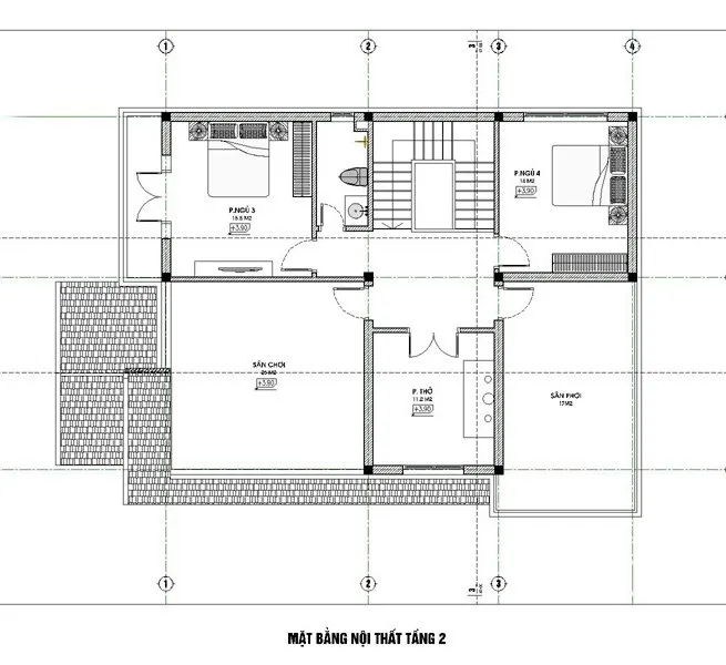 Tư vấn thiết kế nhà 2 tầng mái thái tân cổ điển tại Vĩnh Phúc