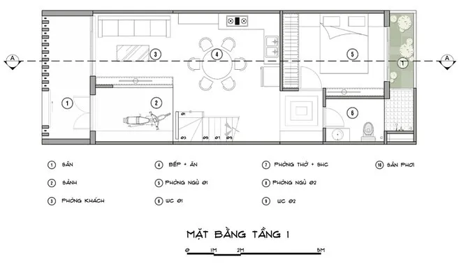 Tư vấn thiết kế nhà ống 1 tầng 5x14m kinh phí 400 triệu