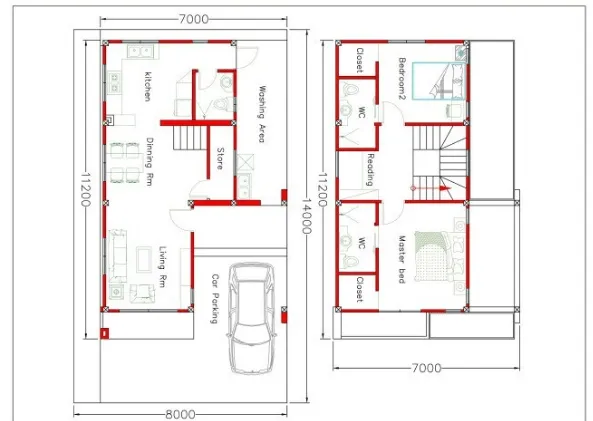 Tư vấn thiết kế nhà ống 2 tầng mái thái mặt tiền 5m