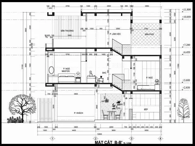 Tư vấn thiết kế nhà ống 3 tầng lệch siêu khoa học tại Hà Đông