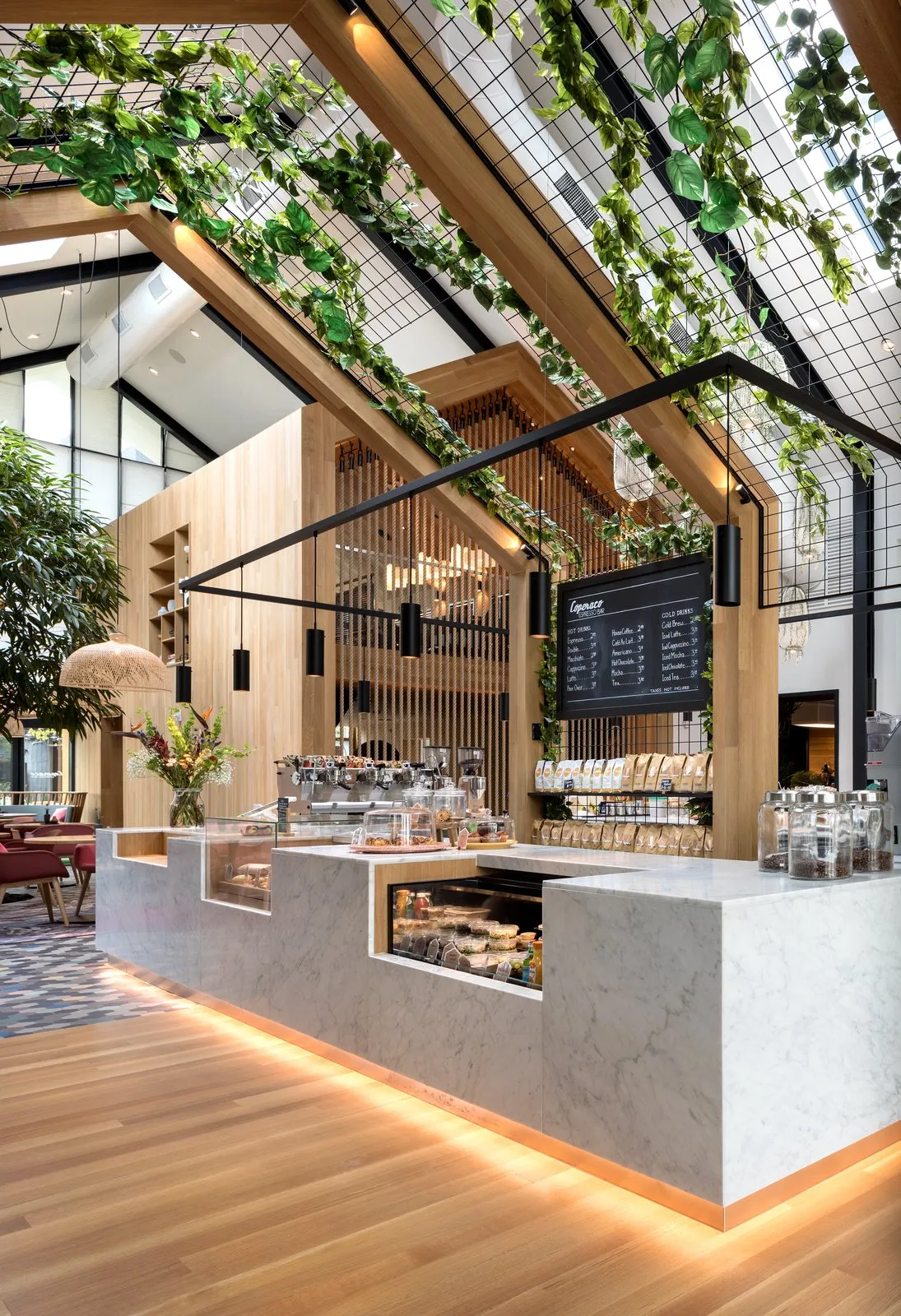Ý tưởng thiết kế quán cafe không gian mở với phối cảnh linh hoạt