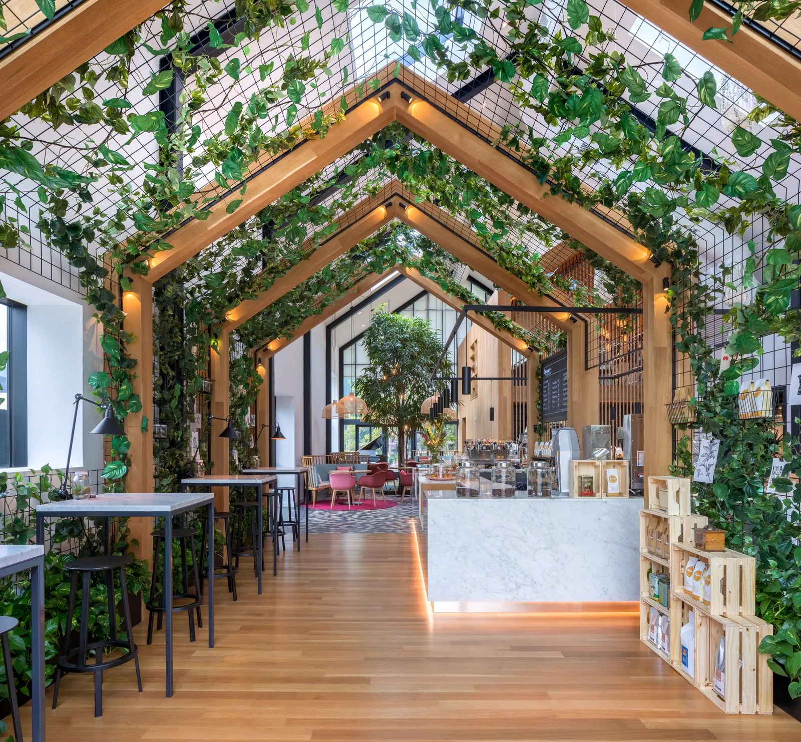 Ý tưởng thiết kế quán cafe không gian mở với phối cảnh linh hoạt